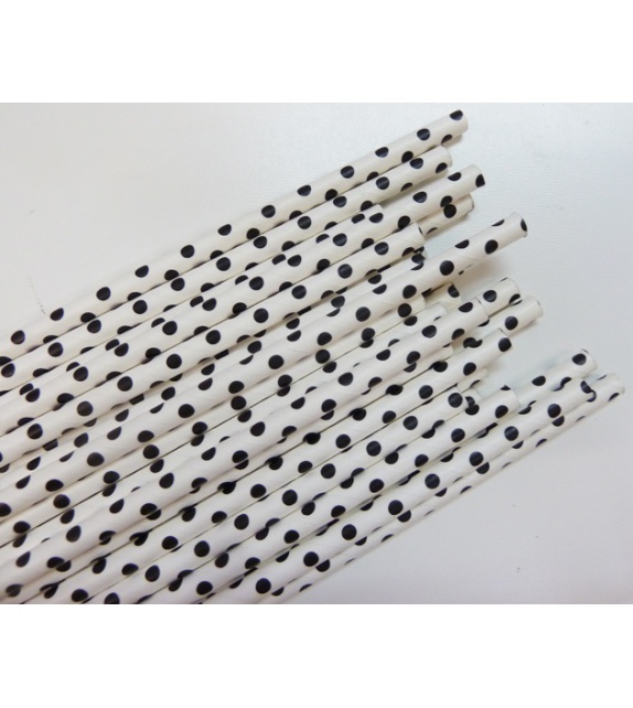Paper Straws - Black small dots (set of 25)