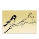 Rubber stamp - Bird on a branch (rising)